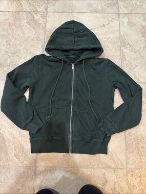 J.Galt Women's Dark Green Zip-Front Hooded Vest Sweatshirt